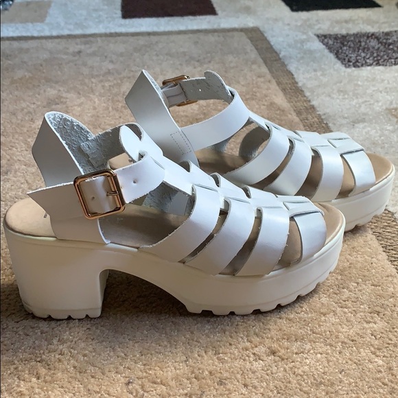 white platform wedge sandals